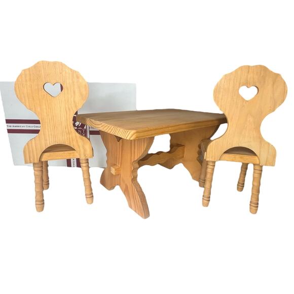 VTG American Girl Kirsten Wood TRESTLE TABLE & CHAIRS Set Doll Furniture In BOX - Picture 3 of 13